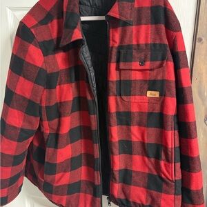 Bass Men's Red and Black Plaid Shirt Jacket